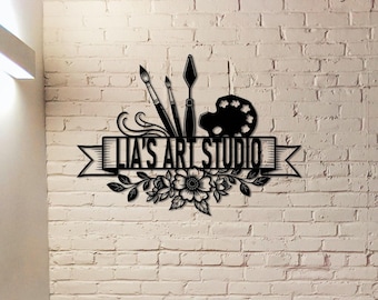 Custom Art Studio Metal Sign,Painting Metal Wall Art,Gift for Artists,Artist Tools Metal Sign,Art Studio Wall Decor,Drawing Lover Gift