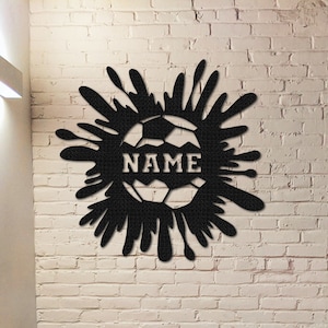 Custom Soccer Monogram Name Sign, Soccer Wall Art,Personalized Soccer Sign, Metal Sign, Custom Metal Sign, Soccer Ball Sign,Soccer Game Sign