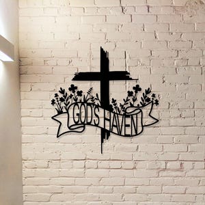 Personalized Faith Cross Metal Sign,Custom Family Name Sign,Last Name Sign,Christian Sign,Front Door Decor,House Decor,Cross Wall Art