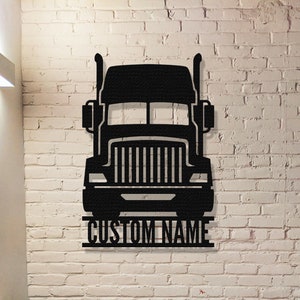 Cartel de Metal de camión personalizado, nombre de cartel de camión, arte de pared de camión personalizado, decoración de pared de camión, decoración de garaje, decoración al aire libre, decoración de tienda de trabajo
