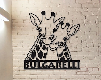 Giraffes Metal Sign,Custom Giraffes Name Sign,Personalized Giraffe Wall Art,Giraffe Decor,Giraffe Gifts,Giraffe Lover Gift,Animal Decor