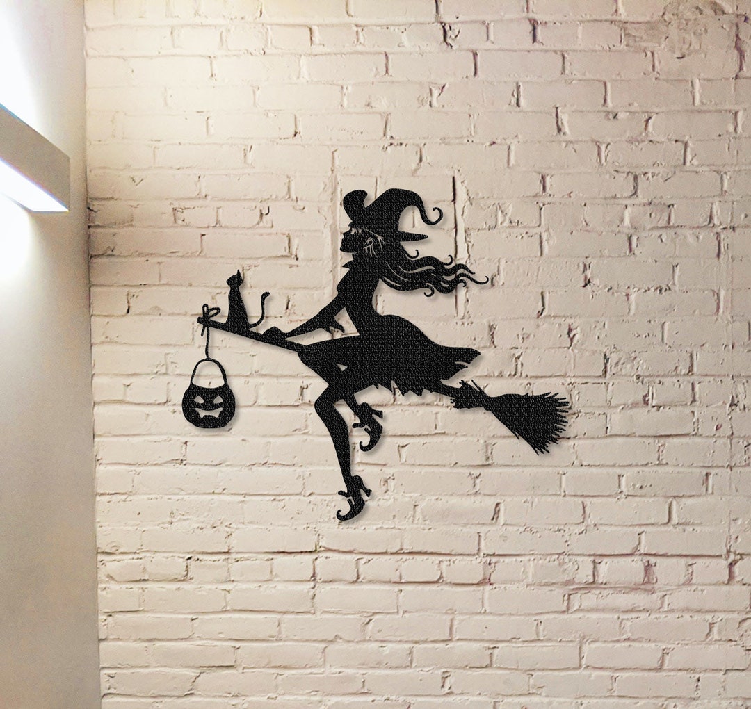 Witch Flying on a Broomstick Metal Sign,halloween Gift,halloween Door ...
