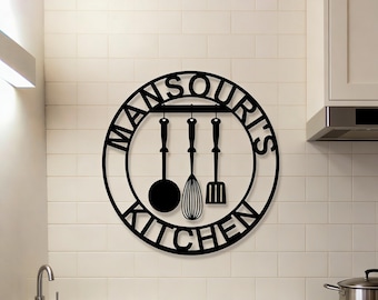 Custom Kitchen Metal Sign,Personalized Kitchen Name Sign,Kitchen Wall Art,Kitchen Decor,Mother's Day Gift,Gift for mom