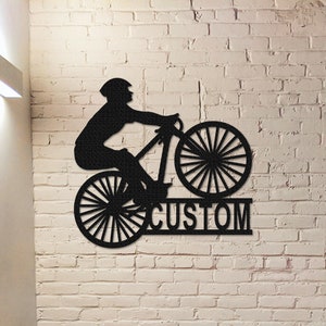 Personalized Cyclist Metal Sign,Custom Bicycle Wall Decor,Cyclist name Sign,Metal Garage Sign,Bicycle Gift,Cyclist Gift,Bicycle wall art