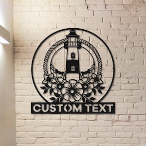 Lighthouse Metal Art,Personalized Lighthouse Metal Sign,Lighthouse Wall Decor,Custom Lighthouse Monogram,Outdoor decor,Lighthouse Wall Art