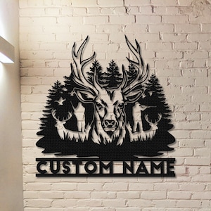 Deer Hunting Metal Sign,Custom Deer Wall Art,Personalized Hunting Wall Decor,Gift for Hunter,Hunter Name Sign,Deer Wall Art,Men Cave Sign