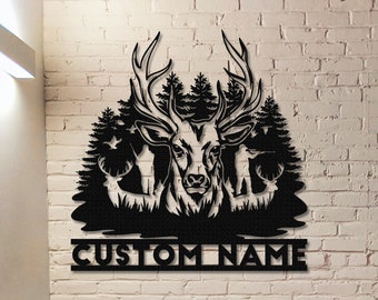 Deer Hunting Metal Sign,Custom Deer Wall Art,Personalized Hunting Wall Decor,Gift for Hunter,Hunter Name Sign,Deer Wall Art,Men Cave Sign