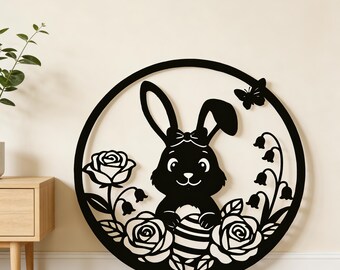 Welcome Bunny Metal Sign,Easter sign,Spring Door Decor,Spring Welcome Sign,Gift for Mom