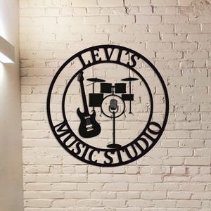 Custom Music Room Wall Art,Music Room Decor,Personalized Gift For Music Lover,Drum Metal Sign,Guitar Sign,Guitar Band Gift,Music Studio Sign