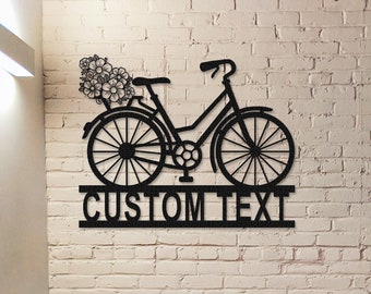Personalized Bicycle Metal Sign,Custom Bicycle Wall Decor,Metal Garage Sign,Bicycle Gift,Cyclist Gift,Cyclist name Sign,Bicycle wall art