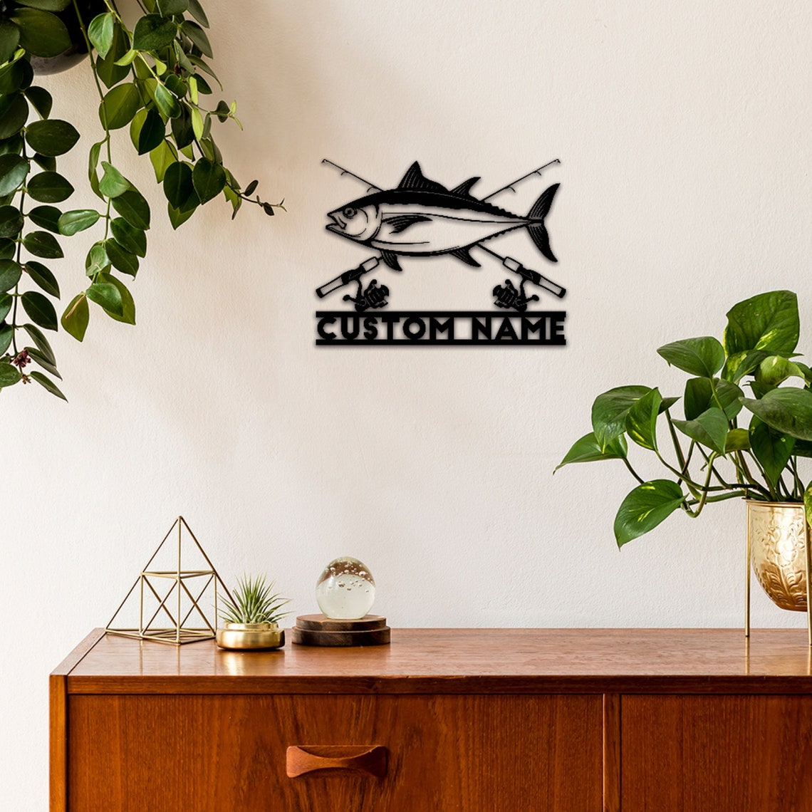 Metal Fish Monogram Sign,custom Fishing Metal Sign,bass Fish Name Sign ...