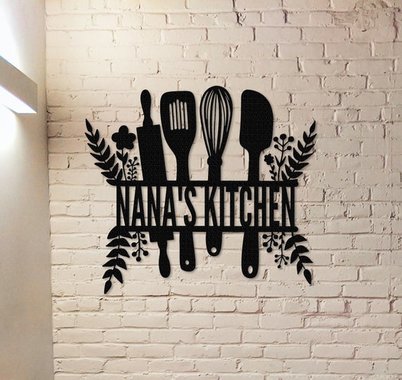 Kitchen Metal Sign,Personalized Kitchen Wall Art,Nana&#39;s Kitchen,Custom Kitchen Name Sign,Kitchen Wall Decor,Dinning room Decor,Mothers day