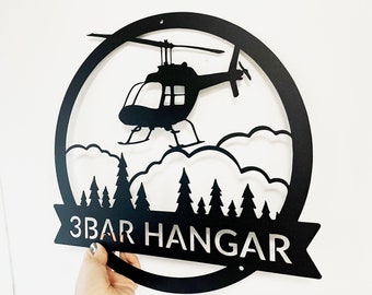Custom Helicopter Metal Sign,Personalized Pilot Wall Art,Blackhawk Helicopter Sign,Pilot Gifts,Airplane Sign,Boy Room Decor,Helicopter Decor