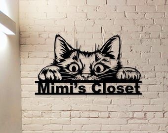 Cat Metal Sign,Cat Wall Art,Custom Cat Name Sign,Pet Lover Gift,Personalized Cat Sign,Cat Wall Decor,Room Decoration,Indoor Decor