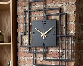 Modern Metal Wall Clock, Rectangle Silent Wall Clock, Christmas Gift, New Home Gift