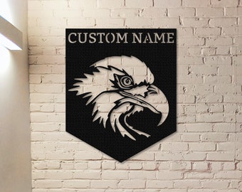 Eagle Monogram Sign,Eagle Metal Wall Art,Custom Eagle Name Sign,Personalized Eagle Wall Decor,Front Door Decor,Outdoor Decor