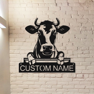 Custom Cow Metal Sign,Cow Wall Art,Cow Decor,Cow Farm Sign,Personalized Cow Farmhouse Decor,Farmer Name Sign,Farmer Gift,Cow Lover Gifts