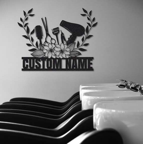 Hair Salon Wall Art,Custom Hair Salon Name Sign,Beauty Salon Decor,Salon Wall Decor,Personalized Salon Sign,Hairstylist Gift,Door Hanger