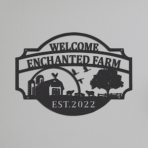 Custom Barn Metal Sign,Barn House Metal Art,Personalized Barn Sign Name,Farm house Decor,Farm Sign,LED Lights,Tree Sign,Chicken Wall Art