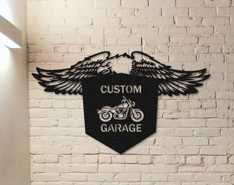 Gepersonaliseerde Eagle Metal Sign, Custom Motorcycle Metal Art, Metal Garage Sign, Men Cave Sign, Fathers Day Gift, Pop's Work Shop Sign, Biker Naam