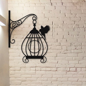 Birdcage Metal Sign,Birdcage Wall Art,Front Door Decor,Metal Wall Art for Room Decor,Wall Hanger,Indoor Decor,Birdcage Wall Decor