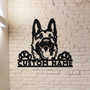 Custom German Shepherd Dog Metal Sign,Pet Name Sign,Dog House Decor,Dog Lover Gift,Dog mom Sign,German Shepherd Decor,Dog Wall Art