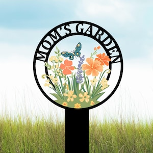 Personalized Garden Metal Sign With Stake,Custom Metal Garden Decor,Garden Name Sign,Metal Yard Art,Gardening gift for her,Housewarming Gift