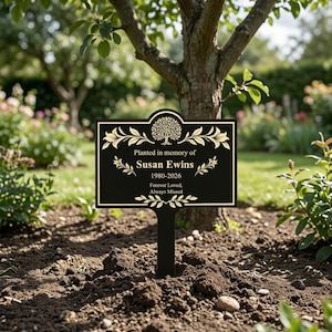 Personalized Memorial Garden Plaque - Custom In Loving Memory Tree Marker, Outdoor Yard Sign, Sympathy Gift