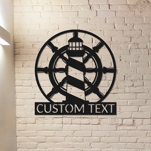 Personalized Lighthouse Sign Name,Lighthouse Wall Art,Custom Lighthouse Wall Decor,Lighthouse Helm Sign,Fathers day gift