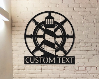 Personalized Lighthouse Sign Name,Lighthouse Wall Art,Custom Lighthouse Wall Decor,Lighthouse Helm Sign,Fathers day gift