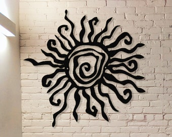Wacky Sun Metal Sign,Metal Wall Art,Sun Metal Art,Garden Decor,Patio Porch Decor,Outdoor Wall Decor,Home Decor,Whimsical Spiral