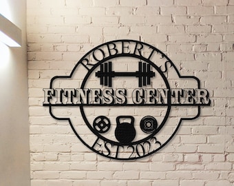 Benutzerdefinierte Fitness Center Metallschild, Gym Wandkunst, Training Center Zeichen, personalisierte Home Gym Decor, Cross Fit Zeichen, Gym Metallschild