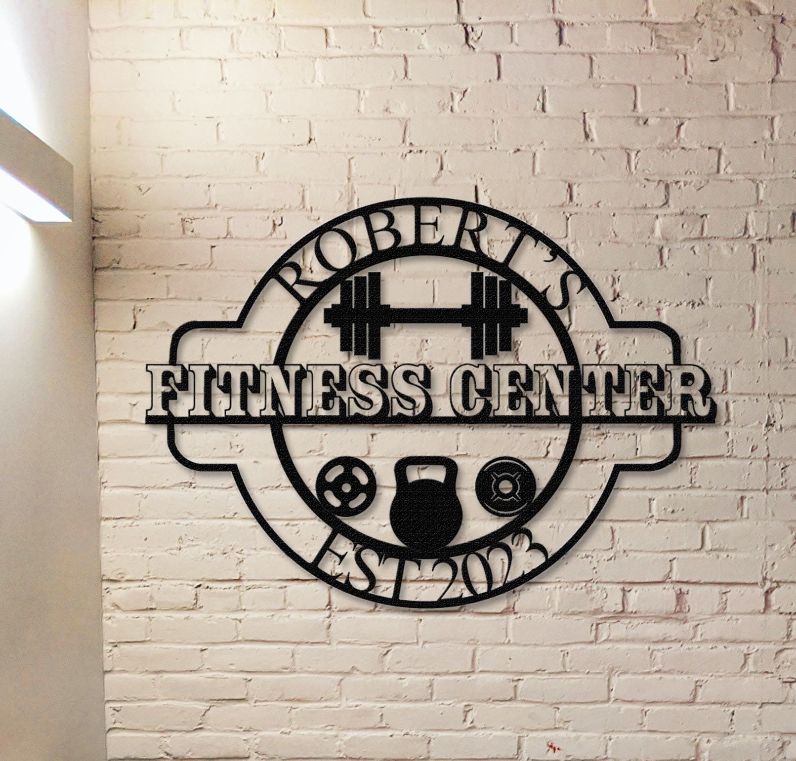 Personalised home Gym wood effect sign, fitness room A4 Metal door sign