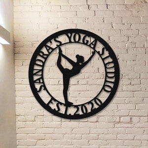 Custom Yoga Metal Sign,Yoga Wall Art,Personalized Yoga Sign Name,Yoga Studio Decor,Small Shop Decor,Yoga lover Gifts,Mothers day Gift