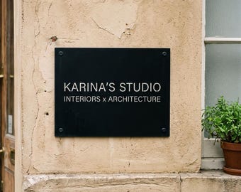 Custom Metal Business Sign,Metal Sign for Studio Office,Rustic Metal Sign,Personalized Hanging Shop Sign,Business Logo Sign