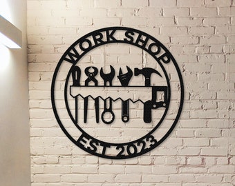 Work Shop Metal Sign,Custom Garage Sign Name,Pop'd Work Shop Sign,Personalized Work Shop Wall Art,Tool Sign,Garage Wall Decor,Outdoor Decor