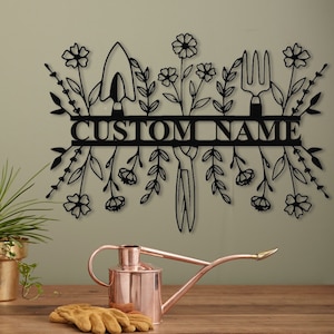 Personalized Garden Sign,Garden Metal Sign,Garden Wall Art,Garden Decor,Custom Gardener Name Sign,Gift for Gardener,Metal Yard Decor image 6