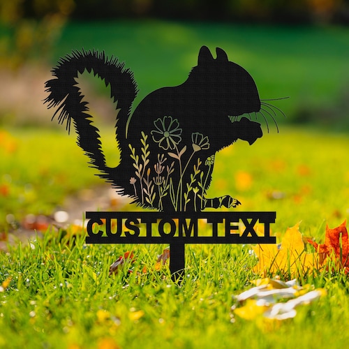 Squirrel Stake Sign Personalized,Garden Stake Sign,Squirrel Sign With Stake,Custom Garden Wall Art,Squirrel Decor,Squirrel Gift,Pet loss