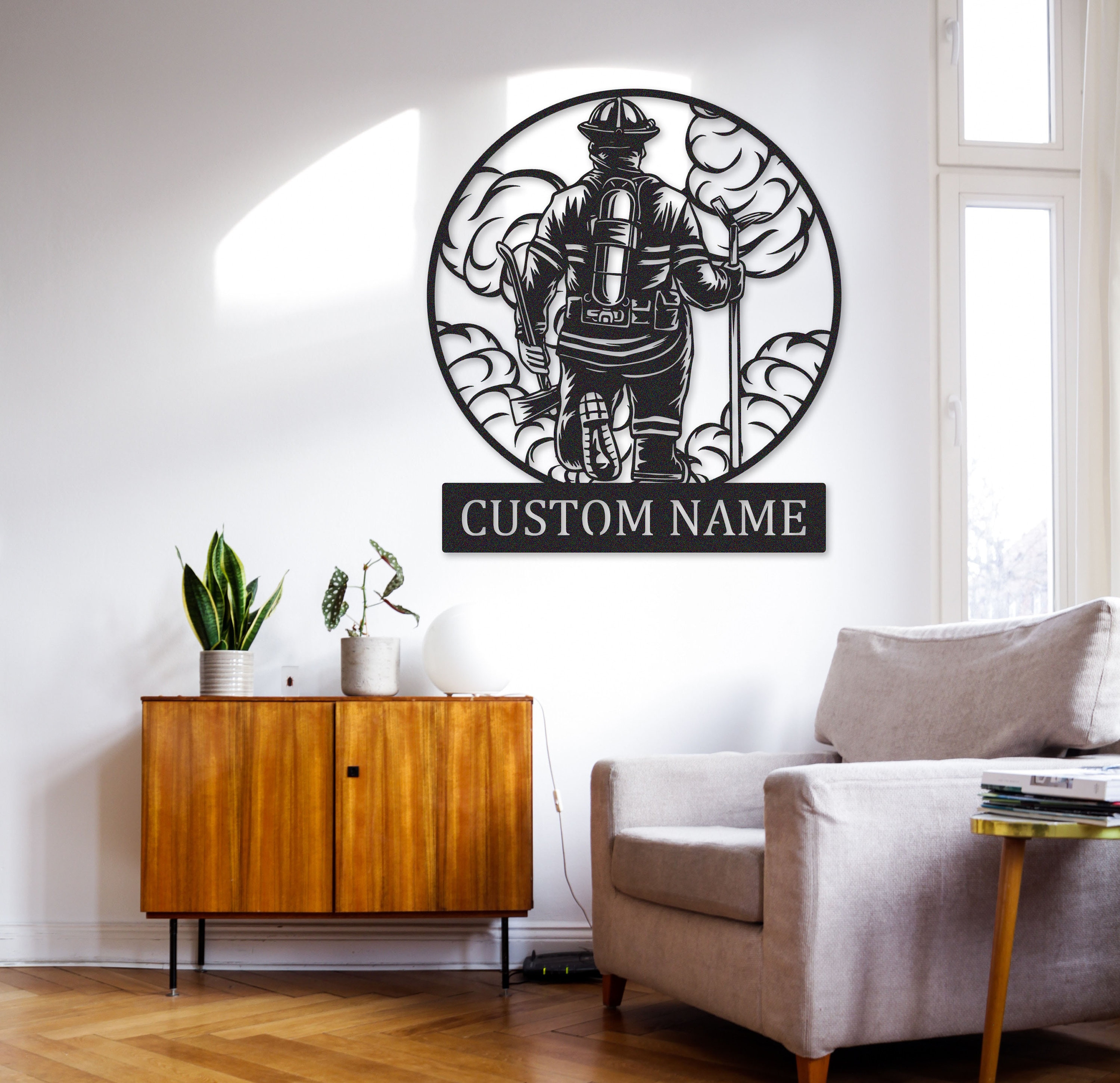 Personalized Fireman Metal Sign,fireman Wall Art,firefighter Wall Decor ...