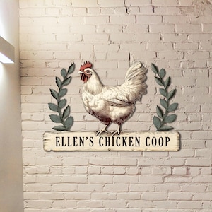 Benutzerdefinierte Huhn Metallschild, personalisierte Hühnerstall Schild Name, Hühnerstall Wandkunst, Bauernhaus Dekor, Hühnerhaus Zeichen, Bauernhof Dekor, Scheune Dekor