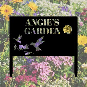 Custom Garden Sign,Garden Metal Art,Garden Sign with Stakes,Yard Sign,Address Sign,Personalized Garden Sign Name,Metal Garden Sign