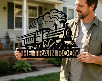 Personalized Train Metal Sign – Custom Name Train Room Decor, Railroad Sign, Train Driver Gift, Father's Day Gift