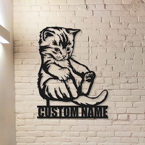 Custom Cat Metal Sign,Cat Wall Art,Personalized Cat Name Sign,Pet Lover Gift,Cat&#39;s Mom Sign,Cat Wall Decor,Indoor Decor,Room Decoration