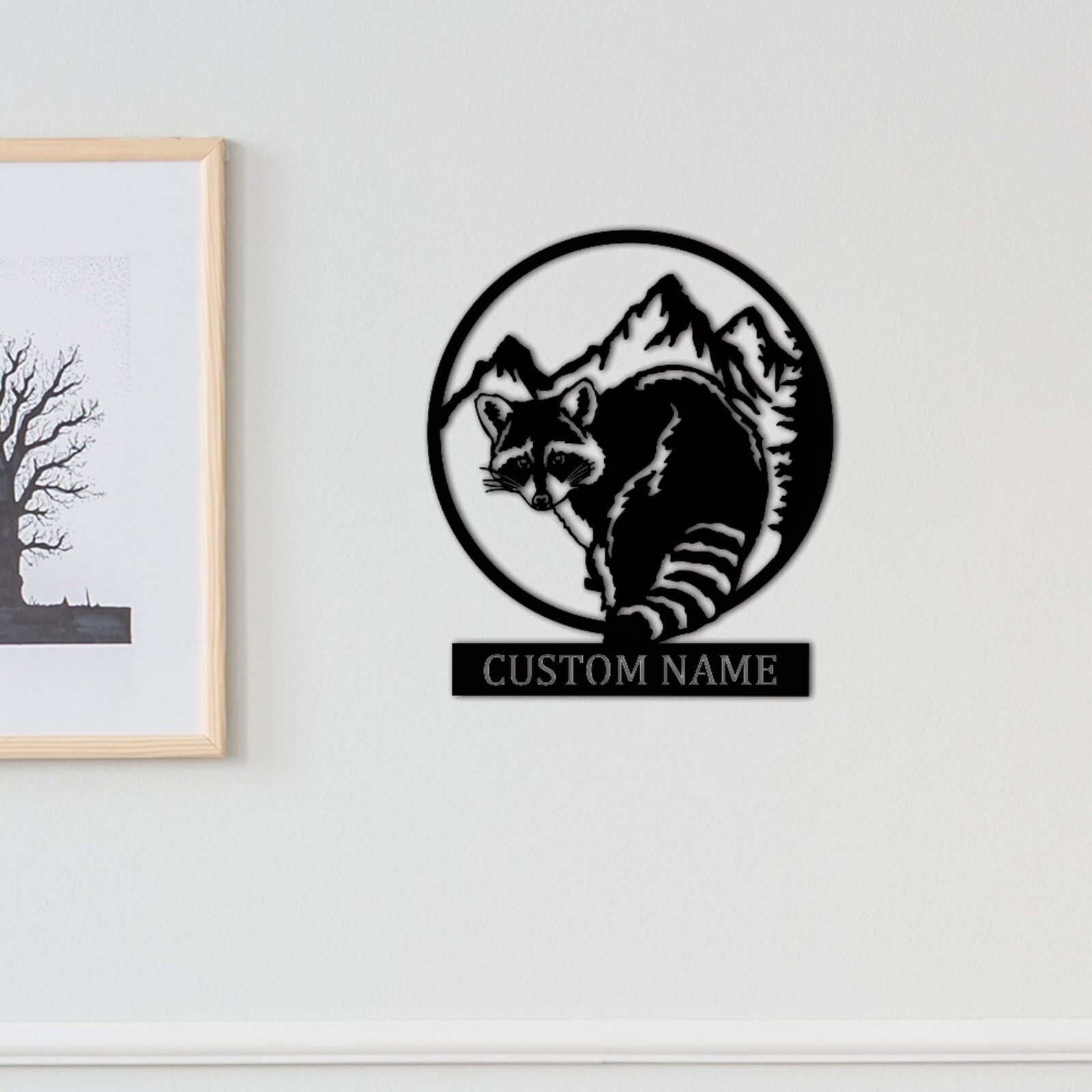 Metal Racoon Panel Raccoon Metal Sign,custom Raccoon Wall Art,personalized Raccoon Wall ...