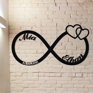 Custom Infinity Sign,Personalized Wedding Gift,Monogram Wedding Sign,Metal Engagement Sign,Anniversary Gift,Custom Wedding Date Sign