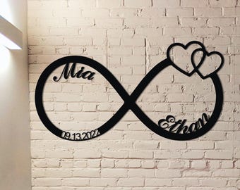 Custom Infinity Sign,Personalized Wedding Gift,Monogram Wedding Sign,Metal Engagement Sign,Anniversary Gift,Custom Wedding Date Sign