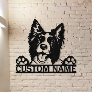 Custom Border Collie Metal Sign,Personalized Dog Name Sign,Dog House Decor,Pet Lover Gift,Dog mom sign,Pet Wall Art,Dog Monogram Sign