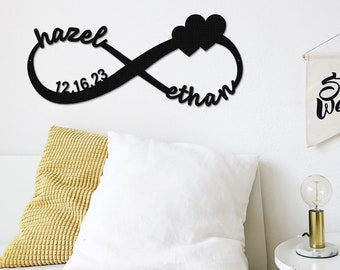 Signe de l'infini en métal personnalisé, date de mariage personnalisée, cadeau d'anniversaire