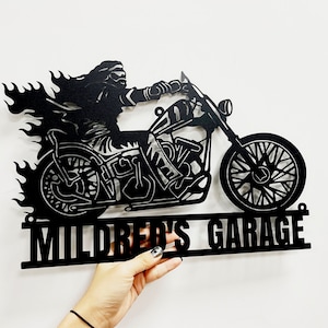 Benutzerdefinierte Biker Namen Zeichen, personalisierte Motorrad Wandkunst, Motorrad Metall Zeichen, Garage Dekor, Motorrad Dekor, Männer Höhle Zeichen