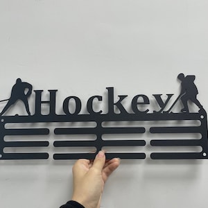 Custom Hockey Medal Hanger,Personalized Hockey Player Name Medal Hanger,Hockey Sport Display Awards Sign,12 Rungs for Medals & Ribbons